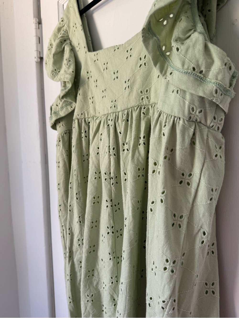 ASOS Eyelet Summer Babydoll Sage Green Dress - Picture 7 of 7